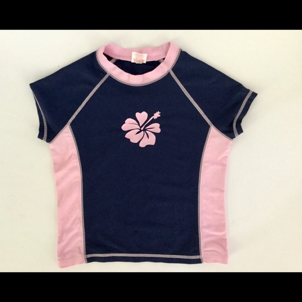 Pink Hibiscus child’s rash guard shirt top